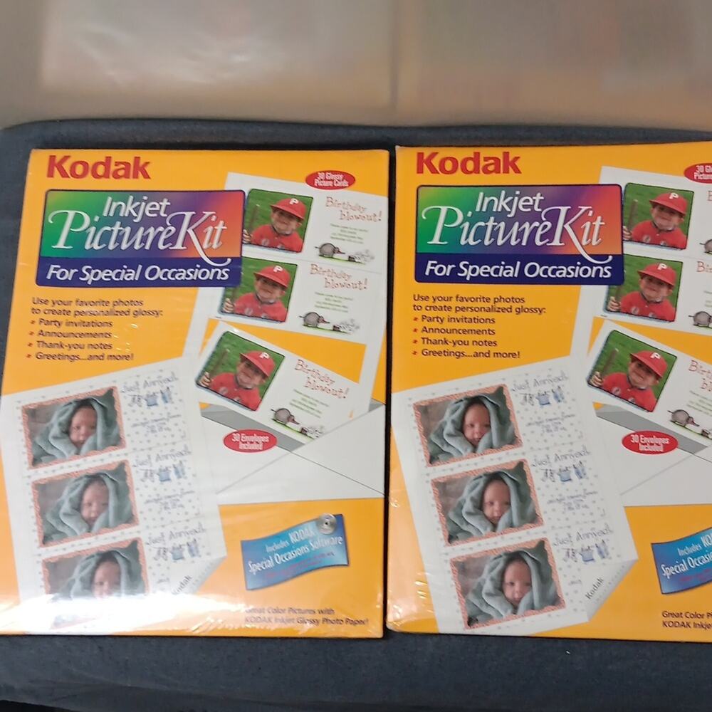 2 New In‎ Package Kodak Inkjet Picture Kit For Special Occasions 60 Glossy Cards